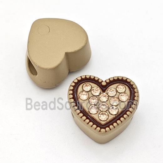 Resin Heart Micro Pave Rhinestone Large Hole