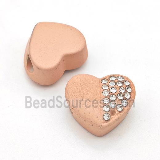 Resin Heart Beads Micro Pave Rhinestone Large Hole