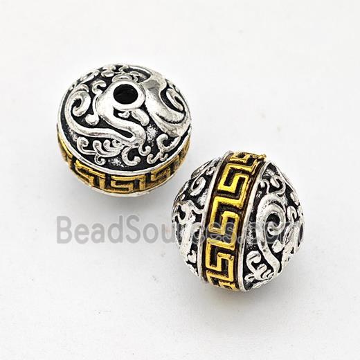 Tibetan Style Alloy Round Beads Antique Silver Gold