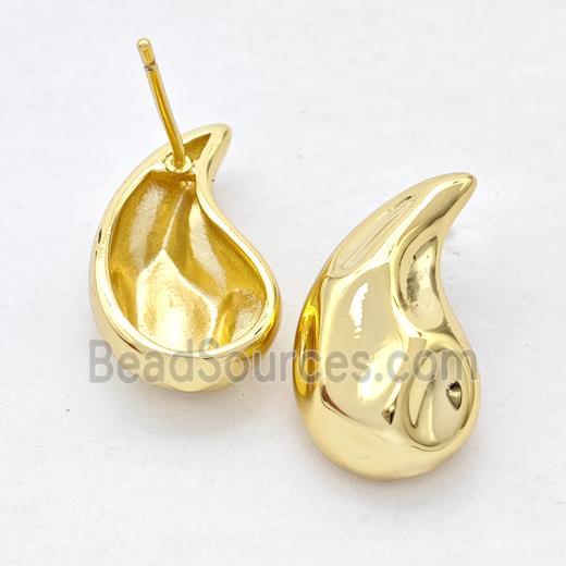 Copper Teardrop Stud Earring Gold Plated