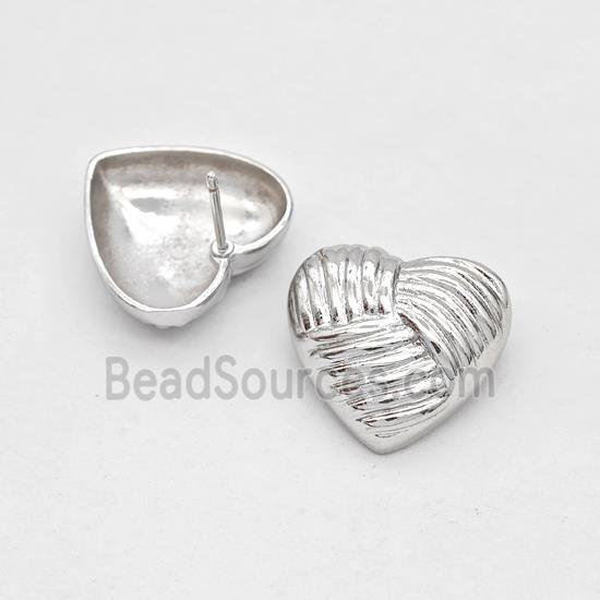 Copper Heart Stud Earrings Platinum Plated