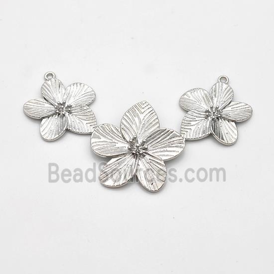 Copper Flower Pendant Links Platinum Plated