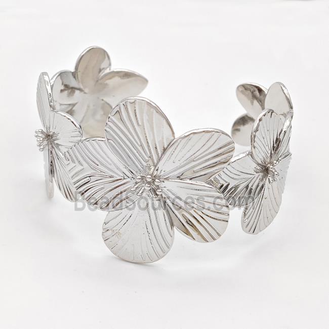 Copper Flower Bangle Platinum Plated