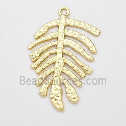 Copper Leaf Pendant Monstera Hammered Gold Plated