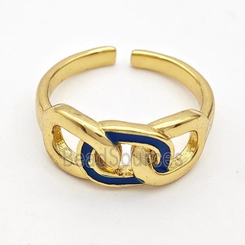 Copper Rings Blue Enamel Gold Plated