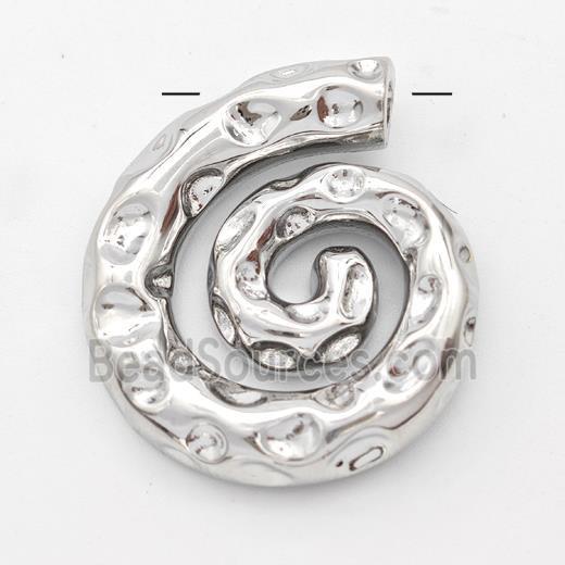 Nautilus Charms Copper Pendant Spiral Shell Hammered Platinum Plated