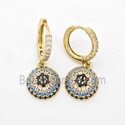 Copper Hoop Earrings Micro Pave Zirconia Flower Gold Plated