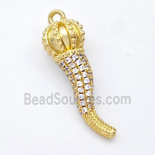 Copper Chili Pendant Micro Pave Zirconia Capsicum Gold Plated