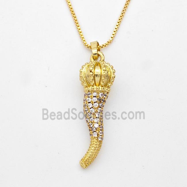 Copper Chili Necklace Pave Zirconia Capsicum Gold Plated