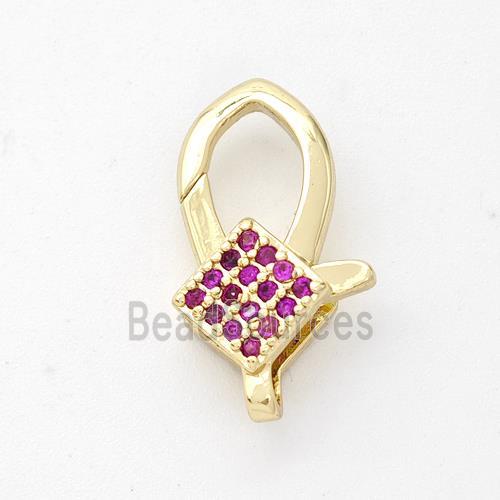 Copper Lobster Clasp Micro Pave Zirconia 18K Gold Plated