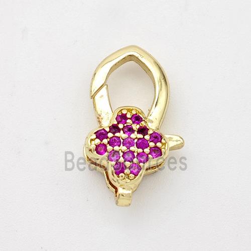 Copper Lobster Clasp Micro Pave Zirconia Clover 18K Gold Plated