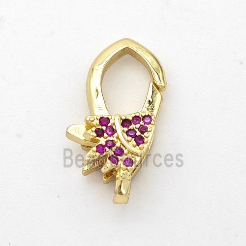 Copper Lobster Clasp Micro Pave Zirconia 18K Gold Plated