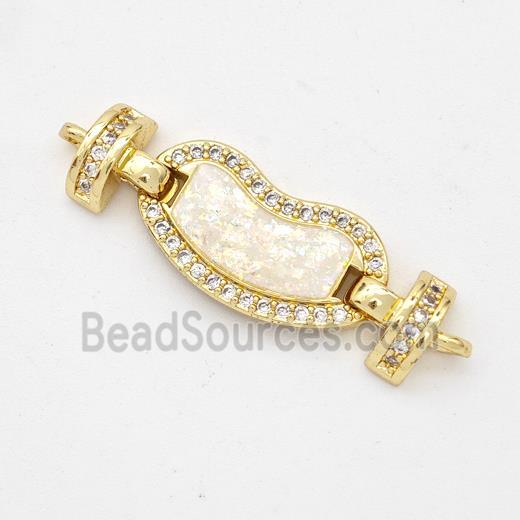 Copper Connector Pave Fire Opal Zirconia 18K Gold Plated