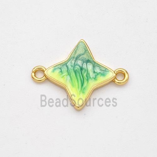 Copper Star Connector Yellow Green Painted 18K Gold Plated