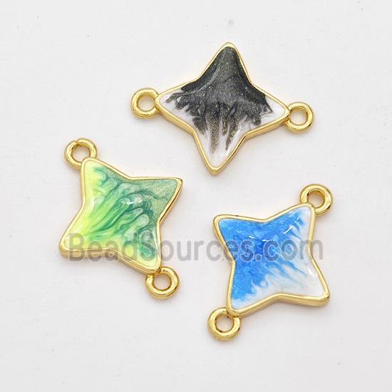 Copper Star Connector Painted 18K Gold Plated Mixed