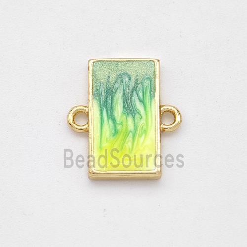 Copper Rectangle Connector Yellow Green Painted 18K Gold Plated