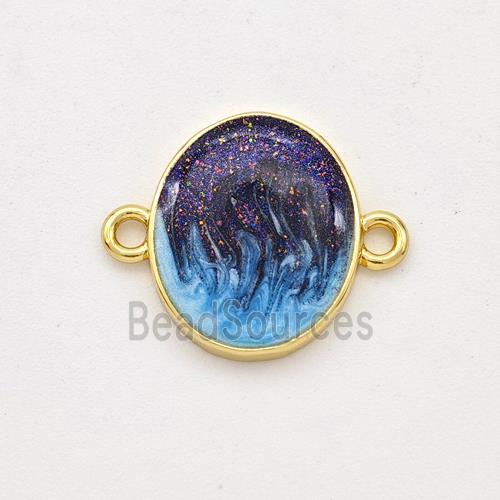 Copper Oval Connector Painted 18K Gold Plated