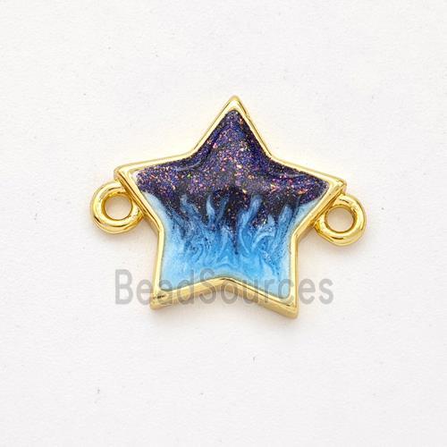 Copper Star Connector Painted 18K Gold Plated