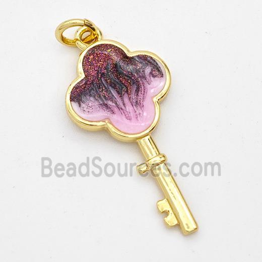 Copper Key Pendant Painted 18K Gold Plated