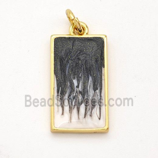 Copper Rectangle Pendant Black Painted 18K Gold Plated