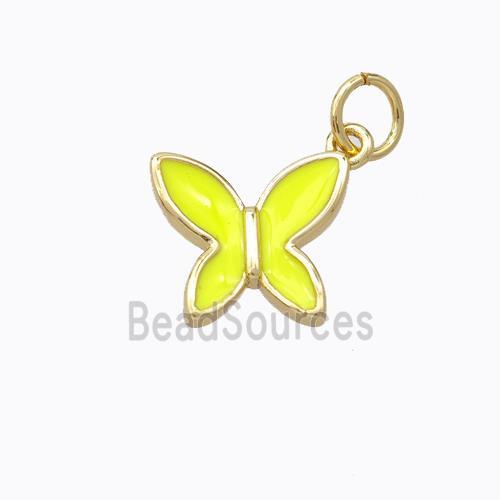 Copper Butterfly Pendant Yellow Enamel Gold Plated