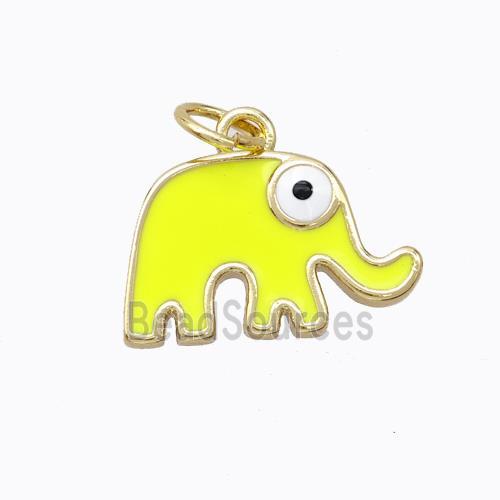 Copper Elephant Pendant Yellow Enamel Gold Plated