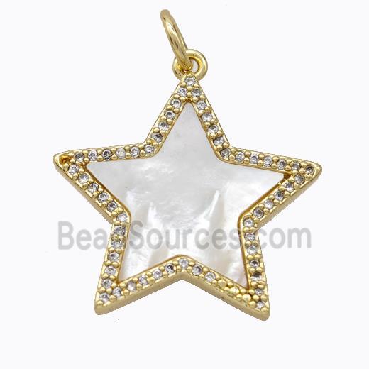 Copper Star Pendant Pave Shell Zirconia Gold Plated