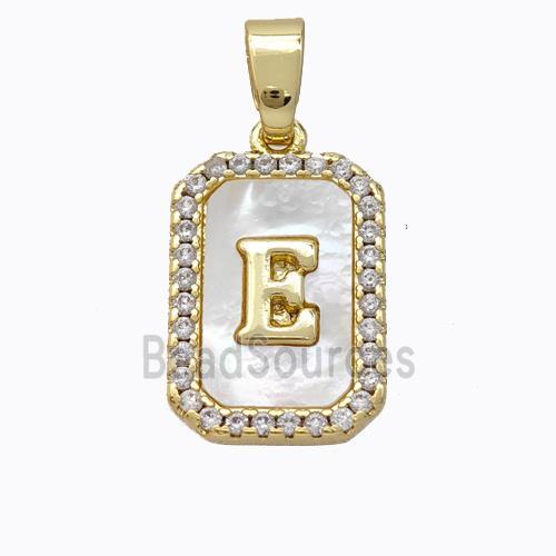 Copper Letter-E Pendant Pave Shell Zirconia Gold Plated