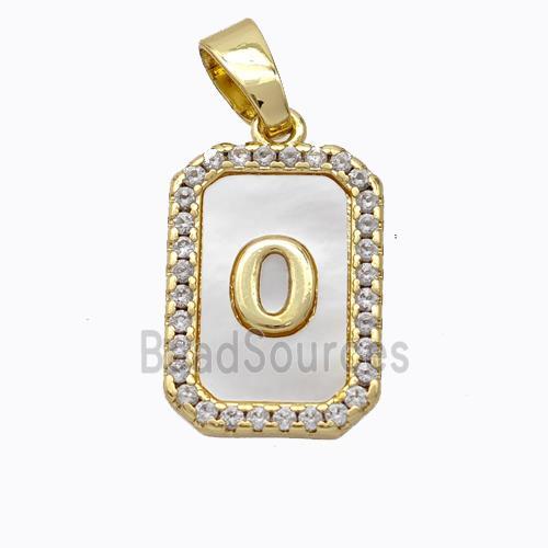 Copper Letter-O Pendant Pave Shell Zirconia Gold Plated