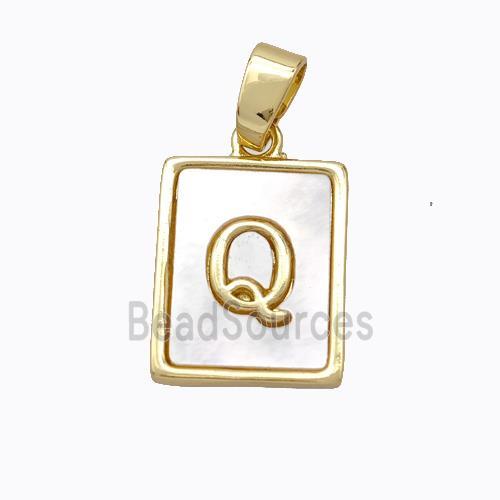 Copper Letter-Q Pendant Pave Shell Gold Plated