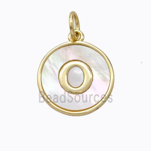 Copper Letter-O Pendant Pave Shell Gold Plated