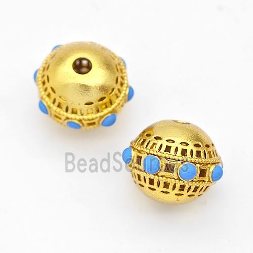 Copper Round Beads Pave Howlite Gold Plated