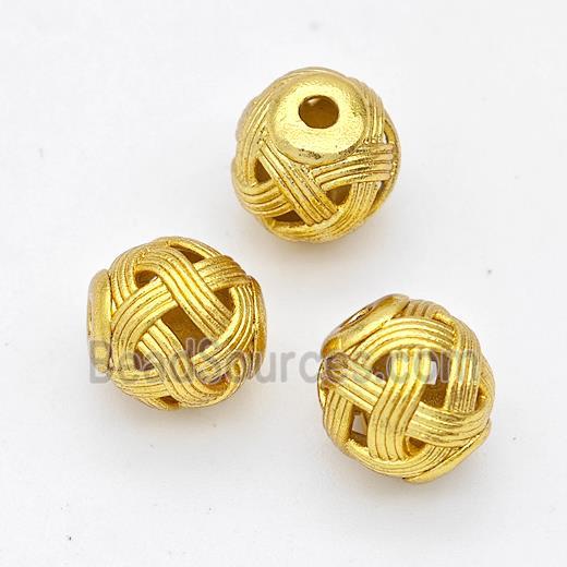 Copper Round Beads Hollow Gold Plated