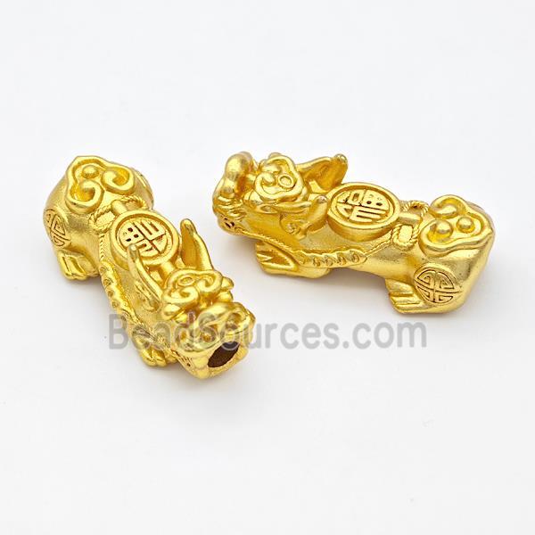 Copper Pixiu Charms Beads Large Hole Gold Plated