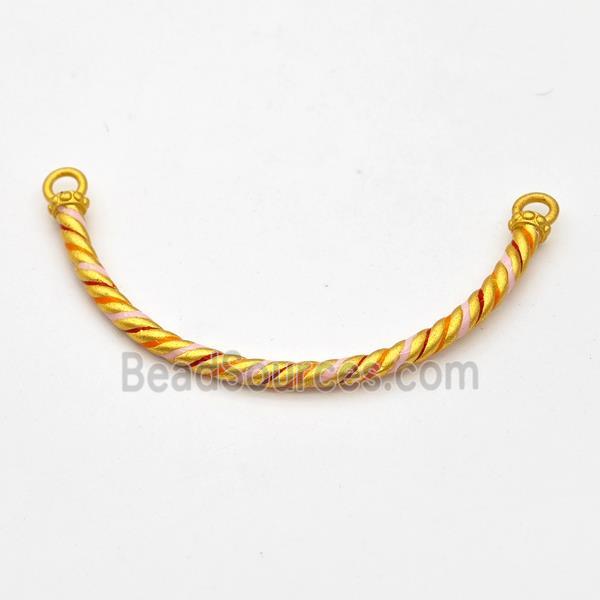 Copper Connector Curving Stick Bracelet Painted Bar Half Bangle Gold Plated