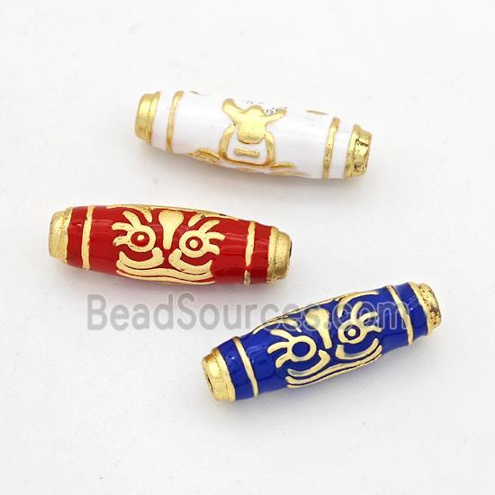 Copper Rice Beads Enamel Gold Plated Mixed