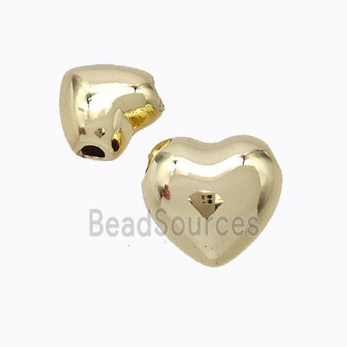 Copper Heart Beads Hollow Large Hole Gold Plated