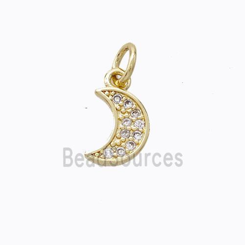 Copper Moon Pendant Pave Zirconia Gold Plated