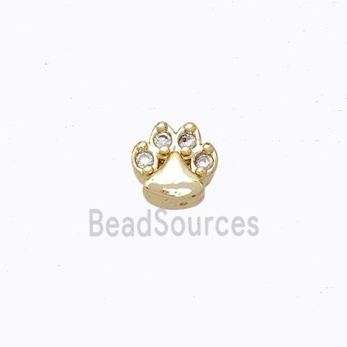 Copper Paws Beads Pave Zirconia Without Hole Gold Plated