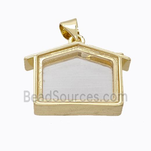 Copper House Locket Pendant Gold Plated