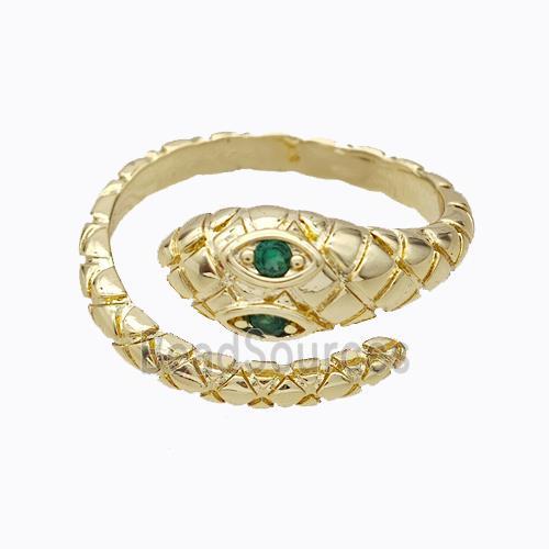 Copper Snake Rings Micropave Zirconia Gold Plated