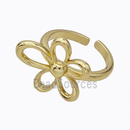 Copper Flower Rings Gold Plated