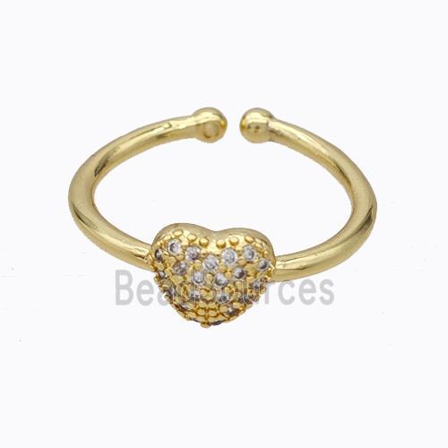 Copper Heart Ring Micropave Zirconia Gold Plated