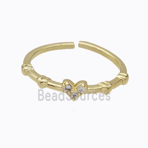 Copper Heart Ring Pave Zirconia Gold Plated