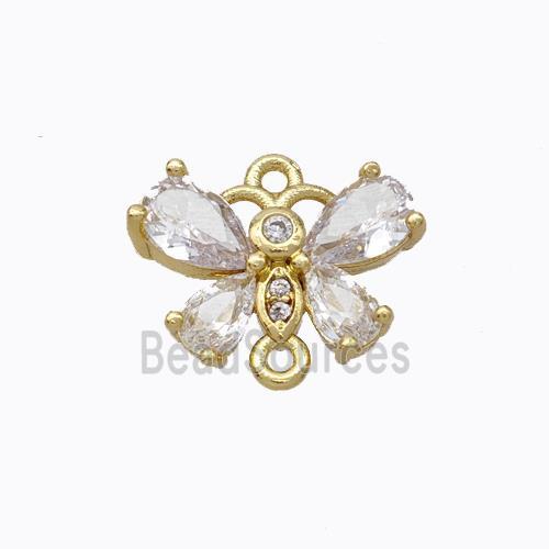 Copper Butterfly Connector Pave Zirconia Gold Plated