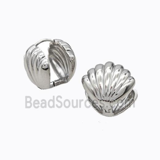 Copper Latchback Earrings Scallop Platinum Plated