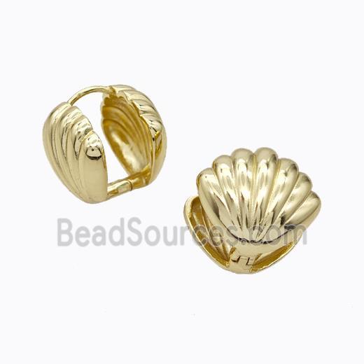 Copper Latchback Earrings Scallop Gold Plated