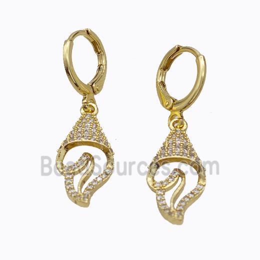 Copper Hoop Earrings Ice Cream Pave Zirconia Gold Plated