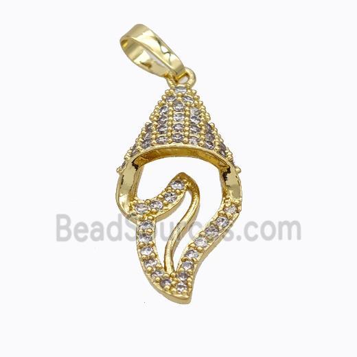 Copper Ice Cream Pendant Pave Zirconia Gold Plated