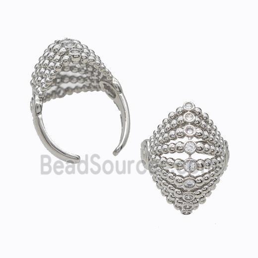 Copper Rings Pave Zirconia Hat Hollow Platinum Plated